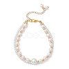 Glass Pearl Round Beaded Multi-strand Bracelets BJEW-JB11918-04-2