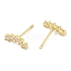 Brass Micro Pave Clear Cubic Zirconia Stud Earrings EJEW-R016-26G-15-4