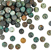 Frosted Natural African Turquoise(Jasper) Round Beads Strands G-OC0001-79B-1