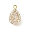 Brass Micro Pave Clear Cubic Zirconia Charms KK-B130-01G-02-1