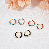 3 Pairs 3 Colors Brass Flower Pattern Hoop Earrings EJEW-FI0003-07-4