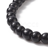 Glass & Natural Lava Rock & Synthetic Hematite Stretch Bracelet Sets BJEW-JB09204-4