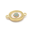 Brass Micro Pave Clear Cubic Zirconia Connector Charms KK-M303-04G-02-2