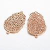 Hollow Leaf Light Gold Plating Brass Pendants KK-M191-10-2