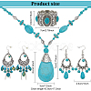 ANATTASOUL 2 Sets 2 Style Synthetic Turquoise Teardrop Lariat Necklace & Chandelier & Oval Beaded Stretch Bracelet SJEW-AN0001-02-2