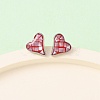 Brass Enamel Heart Stud Earrings EJEW-I322-08P-2