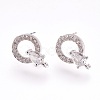 Brass Micro Pave Cubic Zirconia Stud Earring Findings KK-F753-09P-RS-1