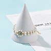 Glass & Shell Pearl Bead Bracele BJEW-TA00180-01-5