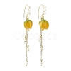 Plastic Flower with Imitation Pearl Beaded Dangle Earrings EJEW-JE05128-3