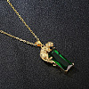 Rectangle with Leopard Alloy Fern Green Rhinestone Pendant Necklaces FS-WG97C8C-01-2