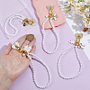 4Pcs Bowknot Alloy & Resin Imitation Pearl Pendant Decorations HJEW-PH02435-3