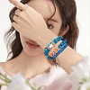 5Pcs 5 Style Wood & Glass Seed & Acrylic Beaded Stretch Bracelets Set with Baseball JB709A-6
