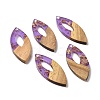 Transparent Resin & Walnut Wood Pendants RESI-N025-047A-03-3