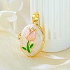 Brass Enamel Locket Pendants X-KK-F912-05C-G-1