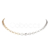 Two Tone Brass Rectangle Link Chain Necklaces NJEW-JN05761-4