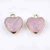 Electroplate Natural Rose Quartz Pendants X-G-T112-03H-2