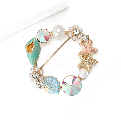 Ring with Conch & Starfish Enamel Pin PW-WG7F467-01-1