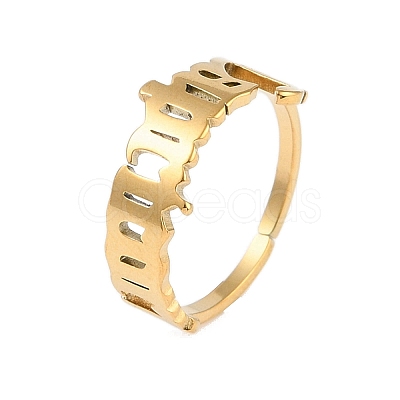 Ion Plating(IP) 304 Stainless Steel Constellation Open Cuff Ring for Women RJEW-C097-01G-04-1