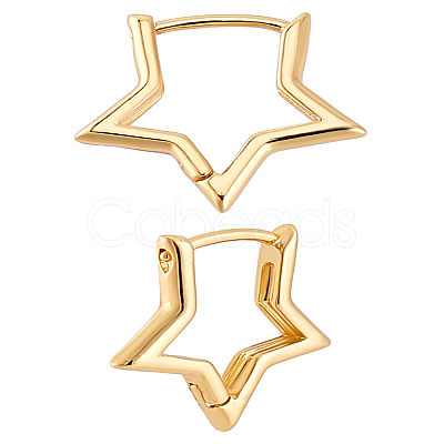 1Pair Brass Huggie Hoop Earrings EJEW-LP0001-20-1