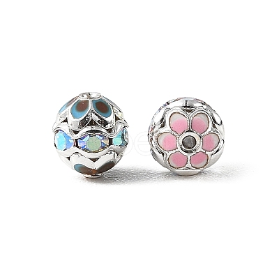 Brass & Alloy & Rhinestone Enamel Beads RB-CBA973B-11A-P-1