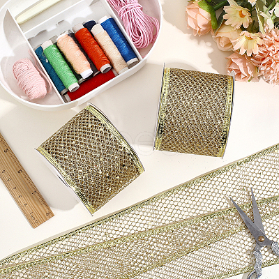 2Rolls Sparkle Polyester Mesh Ribbon with Paillettes OCOR-ME0001-61A-1