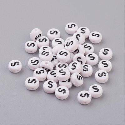 Acrylic Horizontal Hole Letter Beads X-PL37C9070-S-1