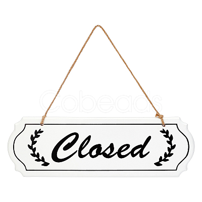 Closed & Open Sign Natural Wood Door Hanging Decoration for Front Door Decoration HJEW-CN0001-02-1