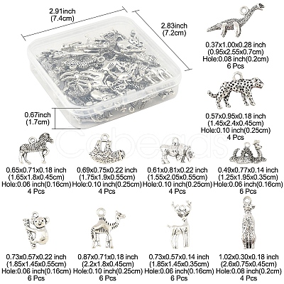 50Pcs Tibetan Style Alloy Animals Pendants FIND-FS0004-34-1