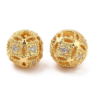 Brass Micro Pave Clear Cubic Zirconia Beads KK-I705-10G-1