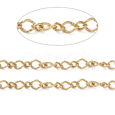 Ion Plating(IP) 304 Stainless Steel Textured Twist Oval Link Chains CHS-G027-05G-1