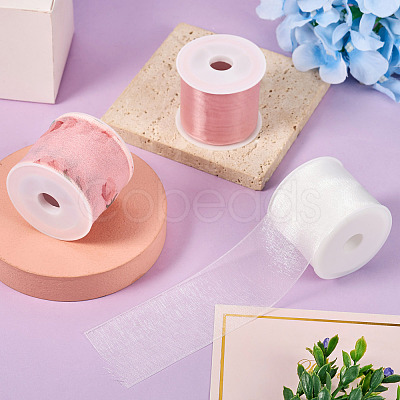 15 Yards 3 Styles Flat Organza Ribbons OCOR-TA0001-58A-1