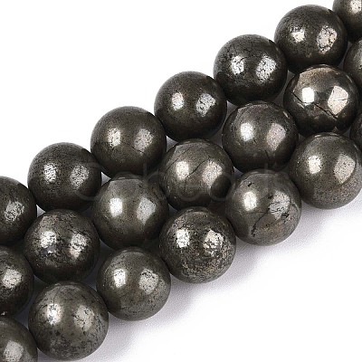 Natural Pyrite Beads Strands G-S249-01-10mm-1
