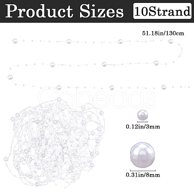 10 Strands Acrylic Imitation Pearl Beaded Trim Garland Strand OCOR-GF0001-45-10-1