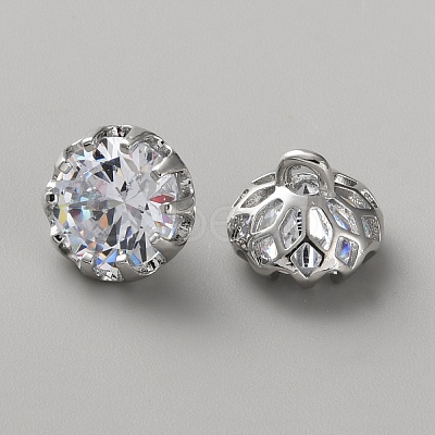Brass Clear Cubic Zirconia Cufflinks BUTT-WH0012-18P-1