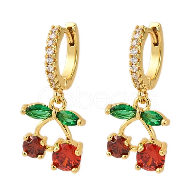 Brass Micro Pave Cubic Zirconia Hoop Earrings EJEW-D322-11G-03-1