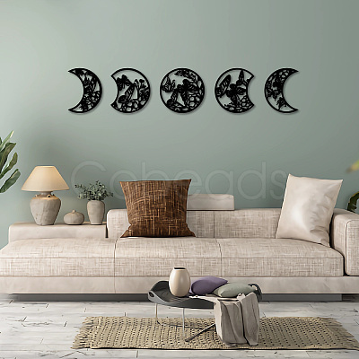 Wood Moon Phase Pendant Decoration HJEW-WH20013-001-1
