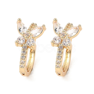 Brass Micro Pave Cubic Zirconia Hoop Earring EJEW-D078-52KCG-1
