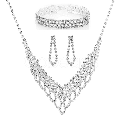 Teardrop Alloy Crystal Rhinestone Bracelets & Earrings & Necklaces Sets FS-WG0D05A-02-1