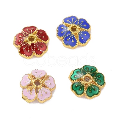 Alloy Enamel Bead Caps ENAM-D027-01B-G-1