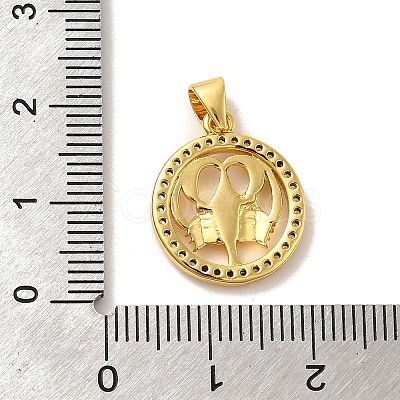 Zodiac Theme Brass Micro Pave Cubic Zirconia Pendants KK-M273-05A-G-1
