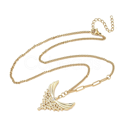 304 Stainless Steel Micro Pave Clear Cubic Zirconia Pendant Necklaces for Women LS-NJEW-Z103-01G-07-1