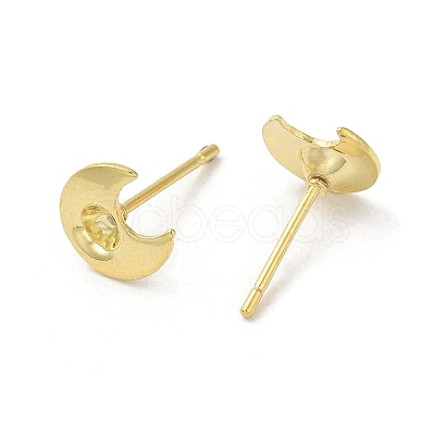 Crescent Moon 201 Stainless Steel Stud Earring Findings STAS-Q315-03G-1