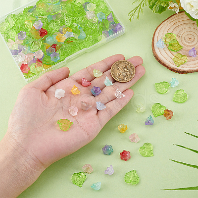 200Pcs 2 Styles Transparent Spray Painted Glass Beads GLAA-PH0004-45-1