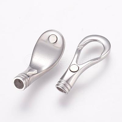Tarnish Resistant 304 Stainless Steel Magnetic Clasps with Glue-in Ends STAS-L189-10P-1