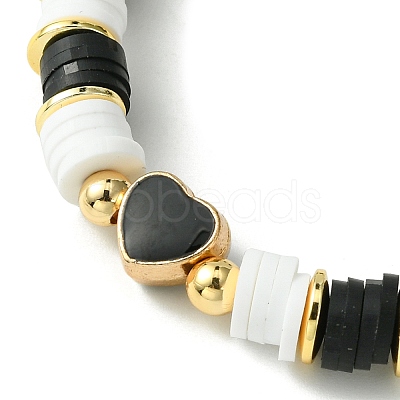 2Pcs 2 Color Polymer Clay Disc Heishi Surfer Stretch Bracelets Set BJEW-JB09790-1