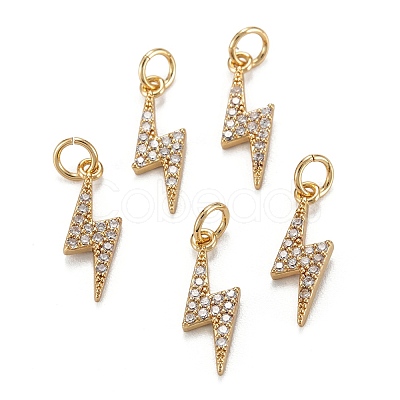 Brass Clear Cubic Zirconia Charms LS-ZIRC-C024-14G-1