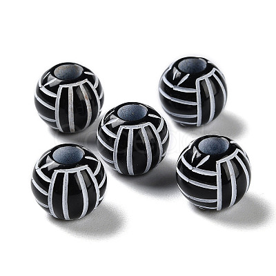 Spray Printed Opaque Acrylic European Beads SACR-P031-06B-01-1