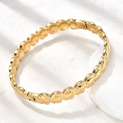 Fish 304 Stainless Steel Hinged Bangle for Women BJEW-K237-28G-1
