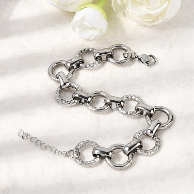304 Stainless Steel Link Chain Bracelets for Women BJEW-P388-02B-P-1