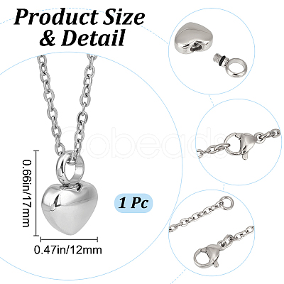 Stainless Steel Urn Ashes Necklace NJEW-CN0001-03P-1